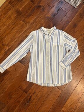 L.L. Bean Blue and White Striped Button-Down Shirt